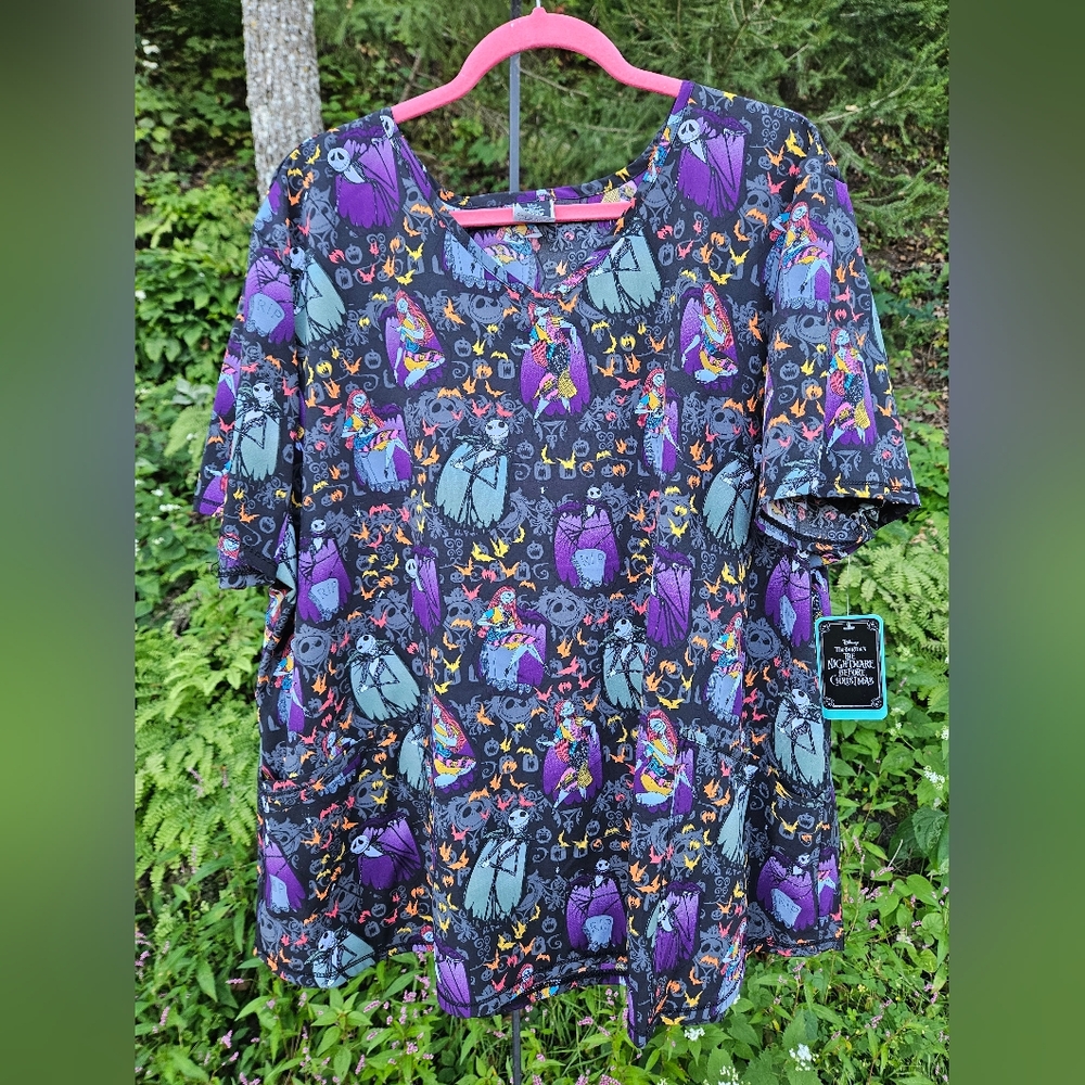 Disney Tim Burton's Nightmare Before Christmas Scrubs Top 3XL